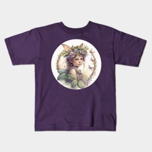 Fairy, Pixie Cute in Her Woodland Home Kids T-Shirt